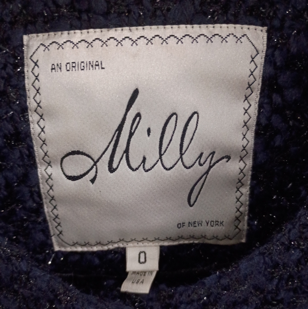 Milly of New York Blue Pea Coat with Tailored Design - Picture 2 of 4